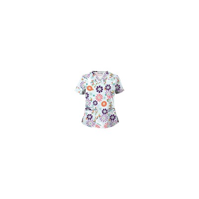 UA Honeycombs And Flowers White Print Scrub Top