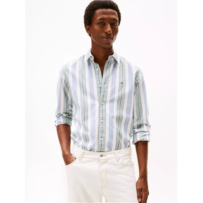 Regular Fit Striped Stretch Oxford Shirt