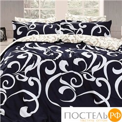 Постельное белье "Карвен" сатин евро (Ruya Navy Blue)