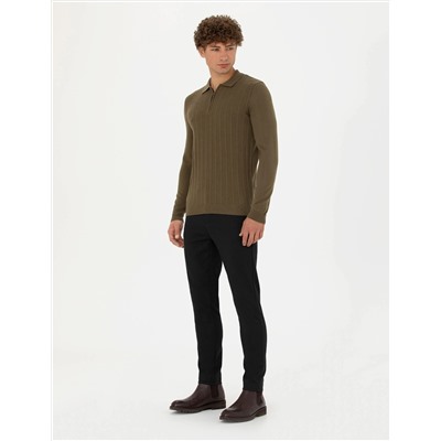 Siyah Slim Fit Kanvas Pantolon
