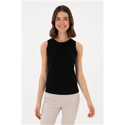 U.S. Polo Assn., Kadın Siyah Kolsuz Bisiklet Yaka Basic Tişört 50300904-vr046