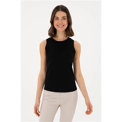 U.S. Polo Assn., Kadın Siyah Kolsuz Bisiklet Yaka Basic Tişört 50300904-vr046