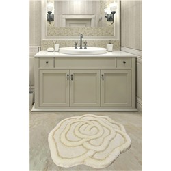 Chilai Home Bıg Rose Ekru Çap 90X90 Cm Banyo Halısı Paspas 8682125925851