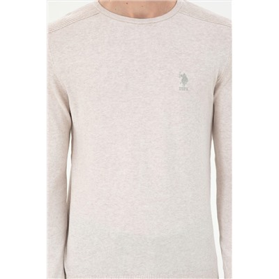 Erkek Slim Fit Bisiklet Yaka Taş Melanj Basic Kazak