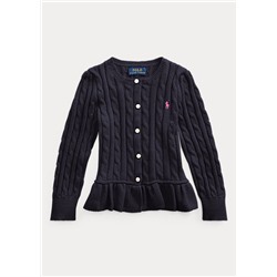 Girls 2-6x Cable Cotton Peplum Cardigan