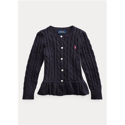 Girls 2-6x Cable Cotton Peplum Cardigan