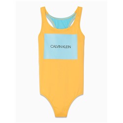 GIRLS CORE PLACED LOGO ONE-PIECE SWIMSUIT