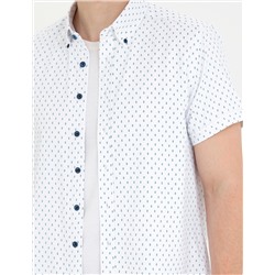 Açık Lacivert Slim Fit Kısa Kollu Gömlek