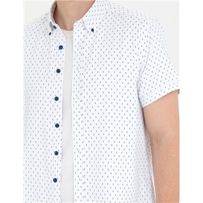 Açık Lacivert Slim Fit Kısa Kollu Gömlek