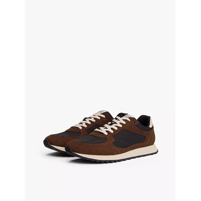 Mixed-Texture Suede Sneaker