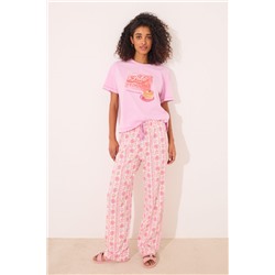 Pantalón largo 100% algodón flores