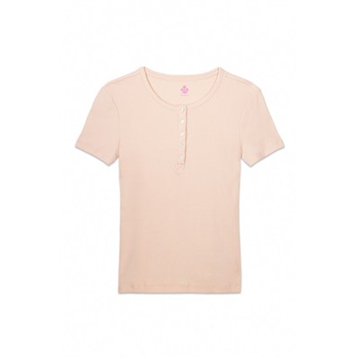 Camiseta manga corta canalé naranja