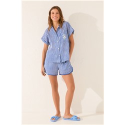 Pijama corto camisero rayas azul Garfield