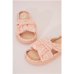 Zapatillas casa pala nudo rafia naranja melocotón