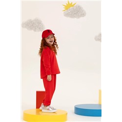 Çocuk Kırmızı Basic Bisiklet Yaka Sweatshirt