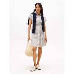 Stripe Dolman-Sleeve Shirtdress