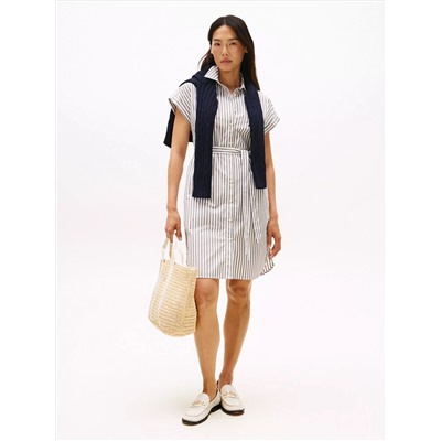 Stripe Dolman-Sleeve Shirtdress