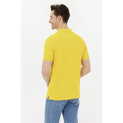 Erkek Koyu Sarı Basic Polo Yaka Tişört