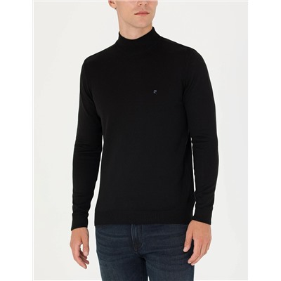 Siyah Slim Fit Yarım Balıkçı Basic Triko Kazak