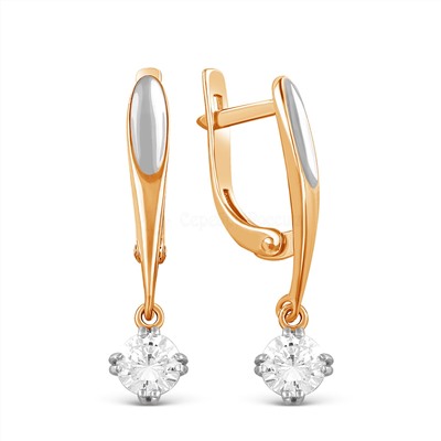Серьги из золочёного серебра с кристаллами Swarovski и родированием 925 пробы С-3683зрс8088