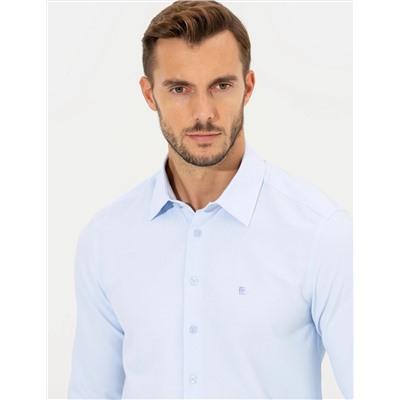 Açık Mavi Slim Fit Uzun Kollu Gömlek