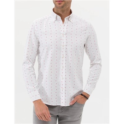 Kırmızı Slim Fit Uzun Kollu Gömlek