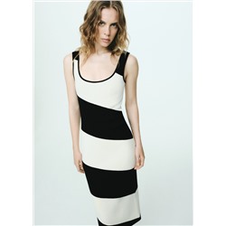Vestido punto midi rayas
