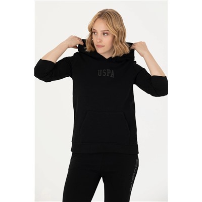 Kadın Siyah Kapüşonlu Basic Sweatshirt