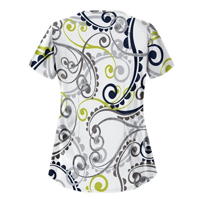 UA Cartwheels Giddy Green Asymmetrical Scrub Top