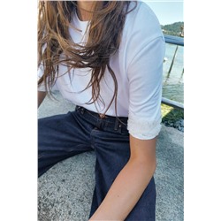 T-SHIRT WITH RHINESTONE CUFFS