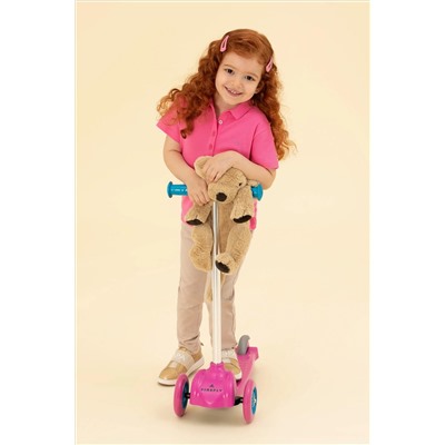 Kız Çocuk Pembe Basic Polo Yaka Tişört