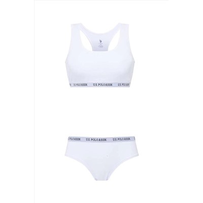 U.S. Polo Assn. Kadın Beyaz Sporcu Büstiyer Şort Set USB65003