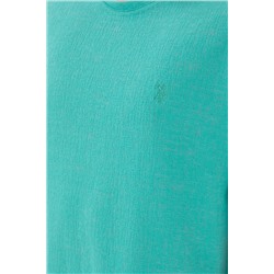 Erkek Comfort Fit Bisiklet Yaka Mint Jakarlı İnterlok Tişört