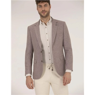 Gül Kurusu Keten Karışımlı Blazer Ceket