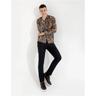 Turuncu Slim Fit Uzun Kollu Gömlek