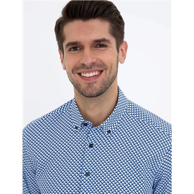 Lacivert Slim Fit Uzun Kollu Gömlek