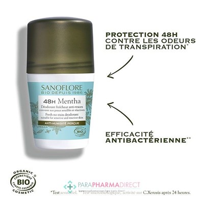 Sanoflore Déodorant Bille 48h Mentha 2x50mlLot  × 2