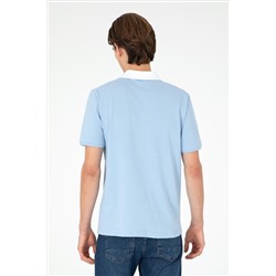 Erkek Regular Fit Polo Yaka Açık Mavi Tişört