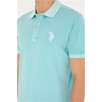 Erkek Slim Fit Polo Yaka Mint Basic Tişört