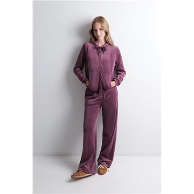 Chaqueta terciopelo cremallera vino