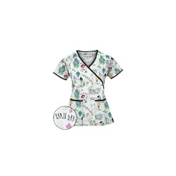 UA Earth Day White Mock Wrap Scrub Top