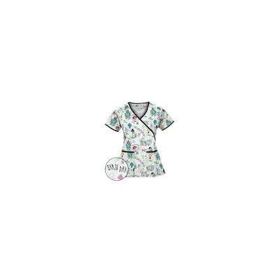 UA Earth Day White Mock Wrap Scrub Top