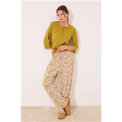 Pantalón largo 100% algodón flores