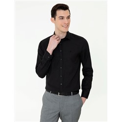 Siyah Slim Fit Oxford Gömlek