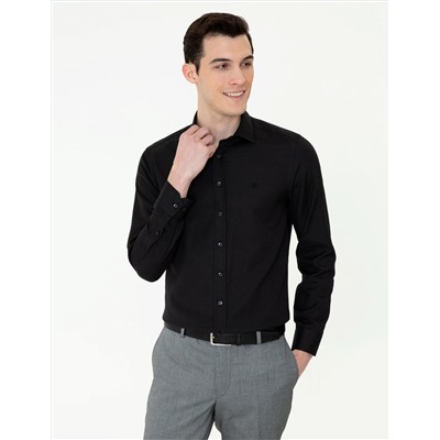 Siyah Slim Fit Oxford Gömlek