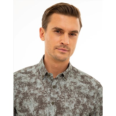 Haki Slim Fit Uzun Kollu Gömlek