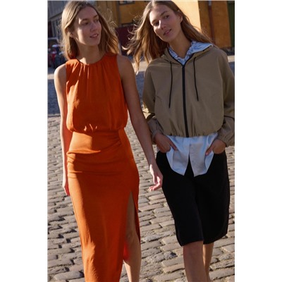 GATHERED MIDI DRESS