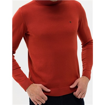 Kiremit Slim Fit Yarım Balıkçı Basic Triko Kazak