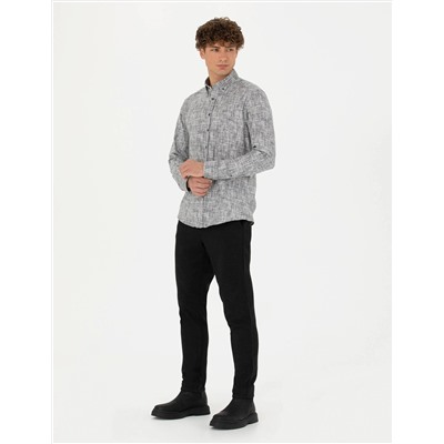 Siyah Slim Fit Kanvas Pantolon