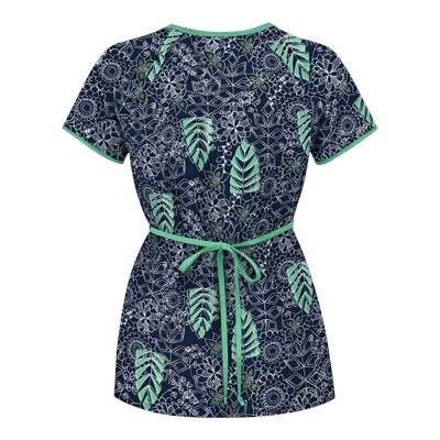 UA Tribal Palm Navy Mock Wrap Print Scrub Top